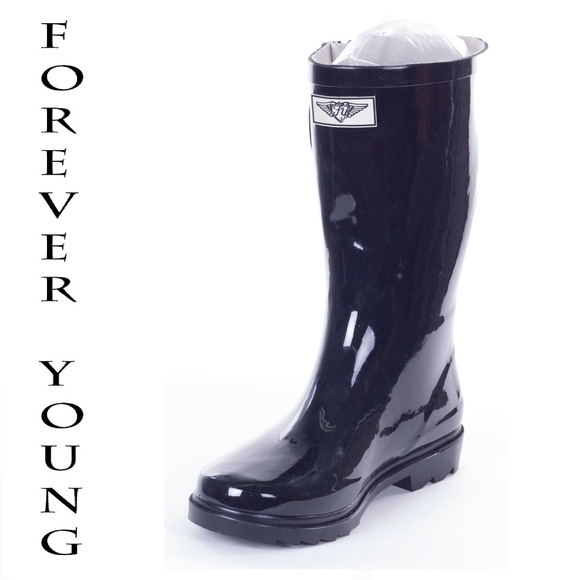 Women's Rainboots, MidCalf Rain Boots, RB-1602, Black - Picture 1 of 4